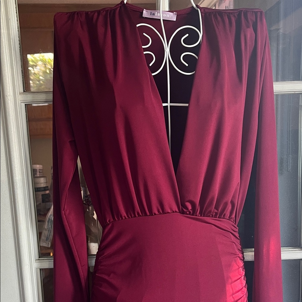 Fashion Nova Deep Red Long Sleeve Dress